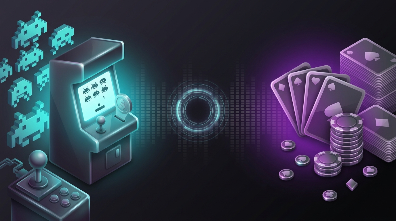 QUBIC Games arcade and card games hero illustration