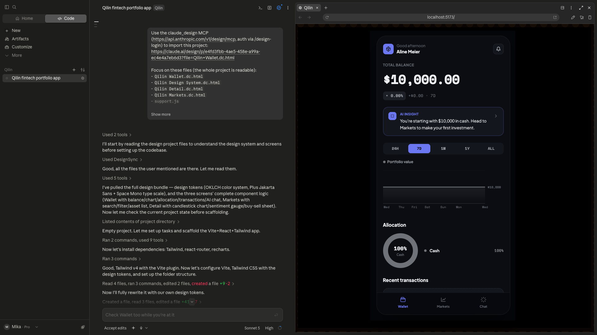 Claude Code testing its own work live in an embedded browser